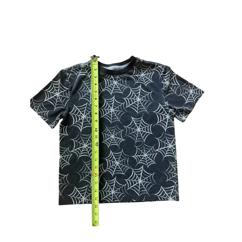 Old Navy Boy Girl Spiderweb Halloween T-Shirt Black Web Pattern Size Medium